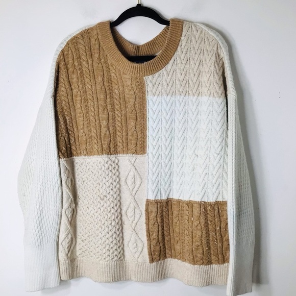 Lands End sweater women smal wool Colorblock - Picture 8 of 8